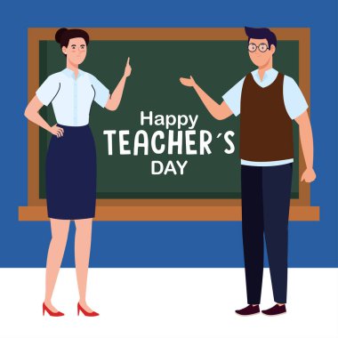 Mutlu öğretmenler günü, ve çift öğretmenler ve karatahta