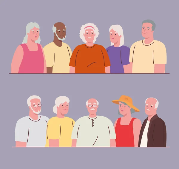 Birleşmiş yaşlıların resimleri — Stok Vektör