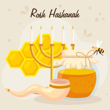 Rosh hashanah kutlaması, Yahudi yeni yılı, ballı, avizeli ve dekorasyonlu