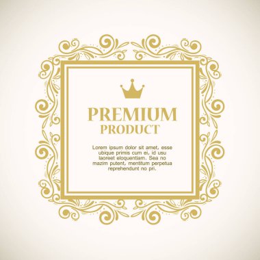Altın çerçeve dekorasyonunda premium ürün etiketi