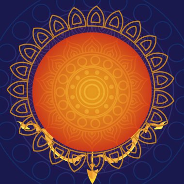 Lüks mandala üzerine altın oklu alacakaranlık festivali kutlu olsun.