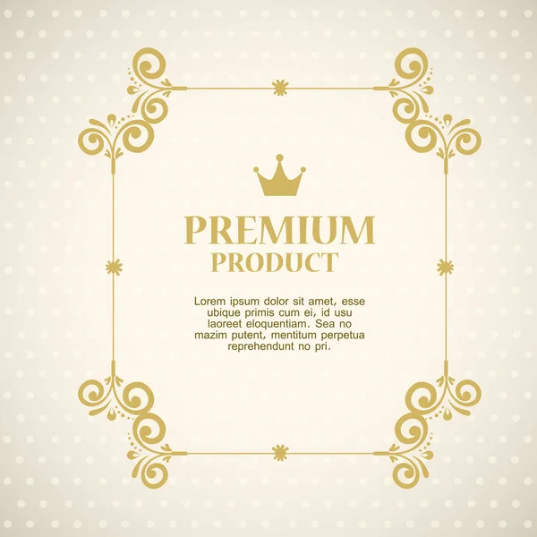 Premium product label in gold frame decorative — Stock Vector