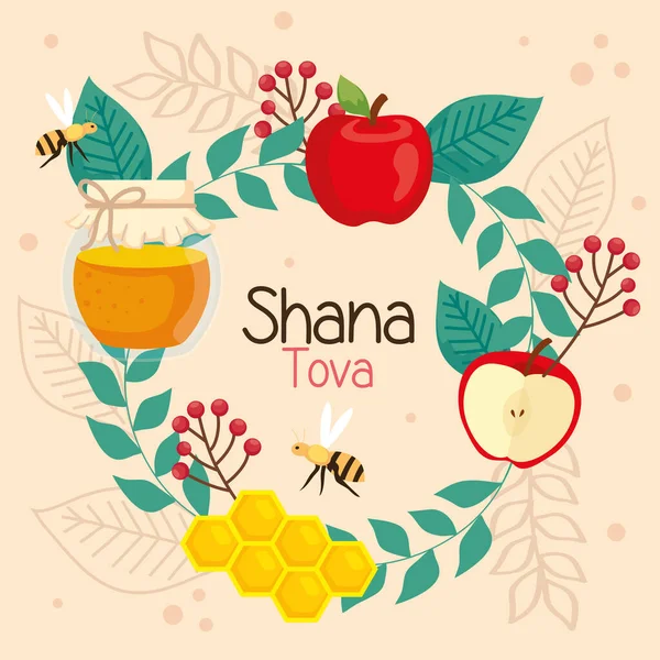 Rosh hashanah kutlaması, Yahudi yeni yılı, dekorasyonlu yuvarlak yapraklarla