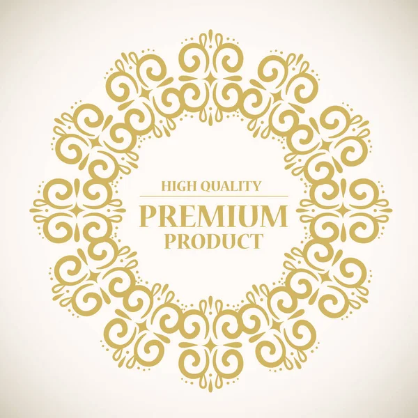 Etiqueta de produto premium de alta qualidade em moldura redonda dourada — Vetor de Stock