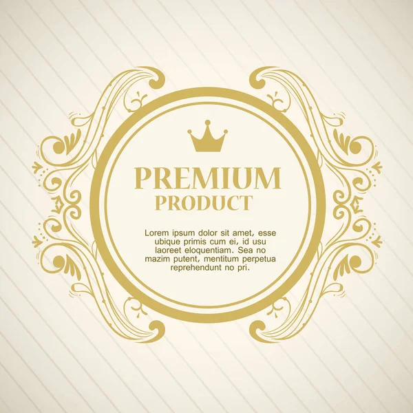 Etiqueta de produto premium em ouro moldura circular decorativa — Vetor de Stock