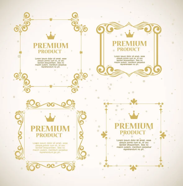 Set etiketten met gouden luxe decoratieve frames — Stockvector