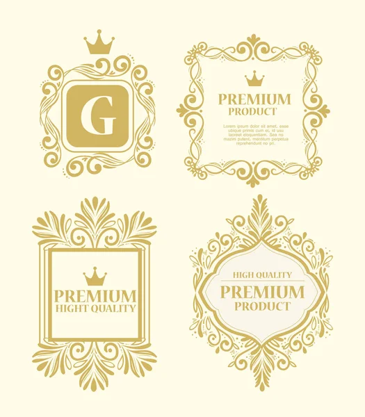 Conjunto de rótulos em decoração de ouro de luxo — Vetor de Stock