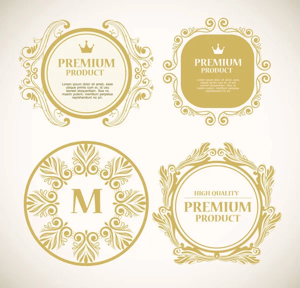 Set of luxury gold decoration labels — Stock Vector