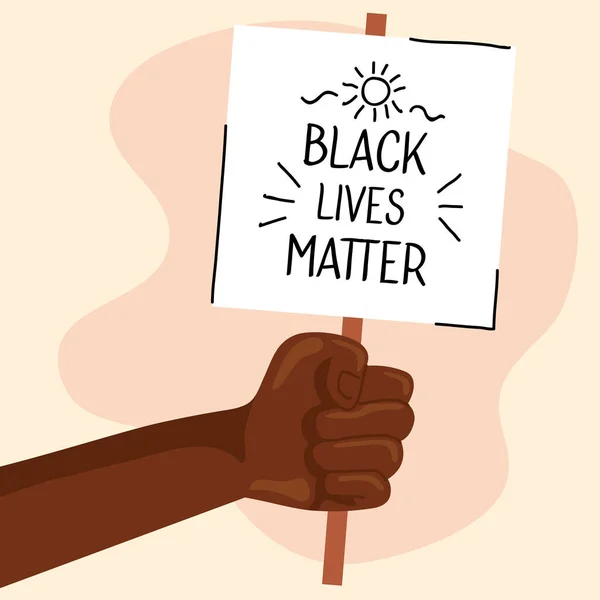 Остановить расизм, с рукой и баннером, черная жизнь имеет значение концепции — стоковый вектор