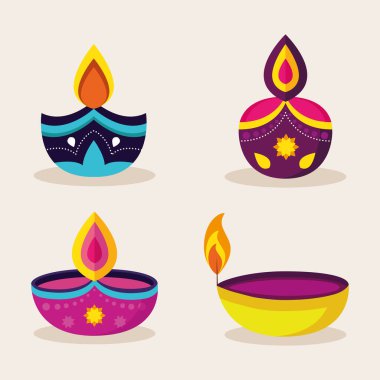 diwali festivali dekorasyonu için mum koyun.