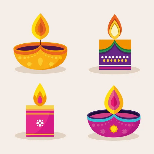 Diwali festival dekorasyonunun mumlarını dök — Stok Vektör