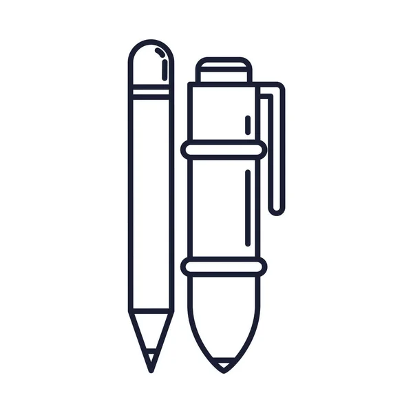 Caneta com lápis, ícones de estilo de linha — Vetor de Stock