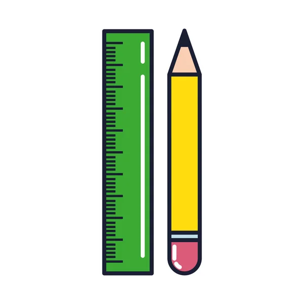 Χάρακα με μολύβι, γραμμή και συμπληρώστε το στυλ εικονίδιο — Διανυσματικό Αρχείο