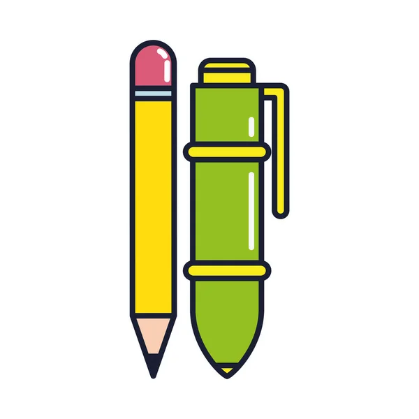 鉛筆、線、塗りつぶしスタイルのアイコンでペン — ストックベクタ