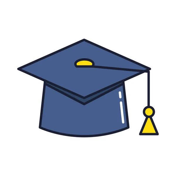 Sombrero de graduación, línea y relleno icono de estilo — Archivo Imágenes Vectoriales