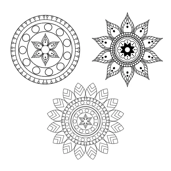 Set of mandalas on white background, vintage luxury — Stock Vector