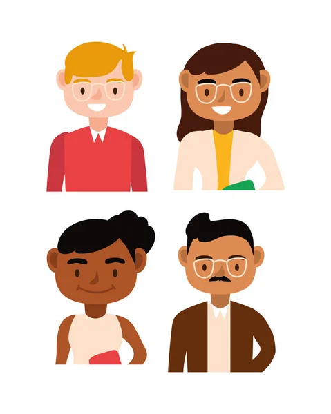 Interracial profesores equipo trabajadores personajes — Vector de stock