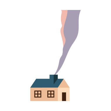 Duman vektör tasarımlı izole bir ev.