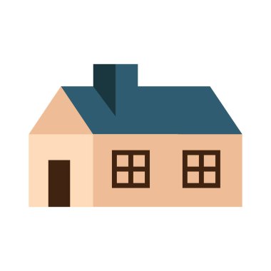 Pencereleri ve kapı vektör tasarımlı izole bir ev