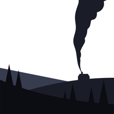 Çam ağaçlı ev manzara vektör tasarımı