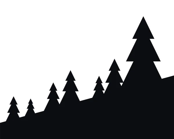 松の木のシルエットのランドスケープベクトルデザイン — ストックベクタ