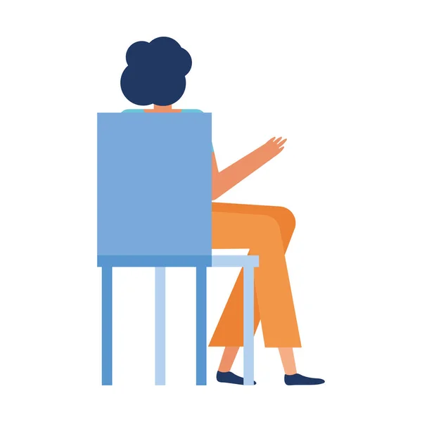Sandalye vektör tasarımında izole kadın karikatürü — Stok Vektör