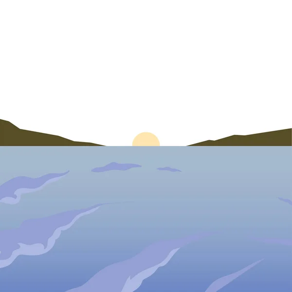 Sun on sea landscape vector design — Stock Vector