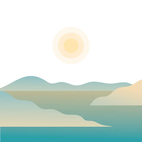 太陽と雲が海の景観ベクトルのデザインを — ストックベクタ