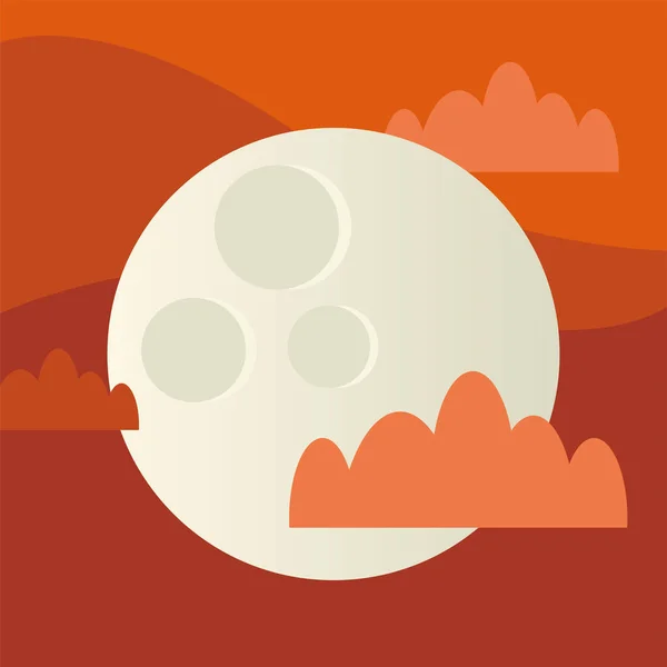 Luna en el cielo naranja vector de diseño — Vector de stock