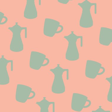 kahve demlikleri ve kupalar arka plan vektör tasarımı