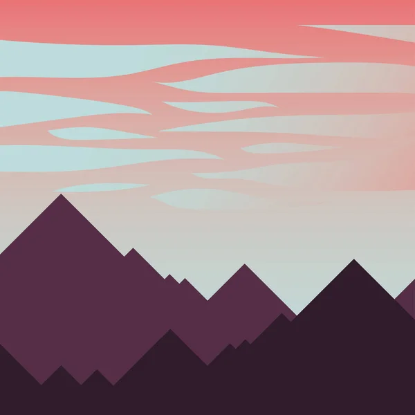 Montañas y el cielo rosa con nubes vector de diseño — Vector de stock
