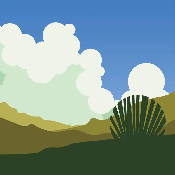 Feuille à la montagne en face de ciel bleu vecteur design — Image vectorielle