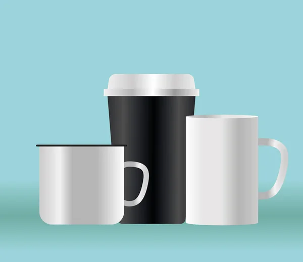 Mockup coffee mugs vector design — Stock Vector