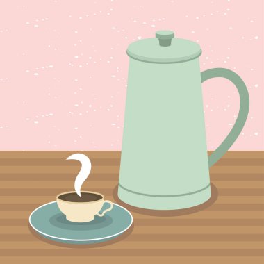 kahve fincanı ve demlik masa tasarımı üzerine