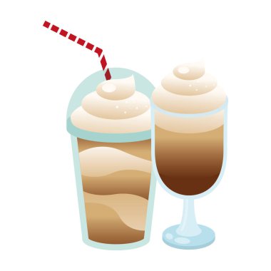 kahve fincanı ve kupa krema vektör tasarımı