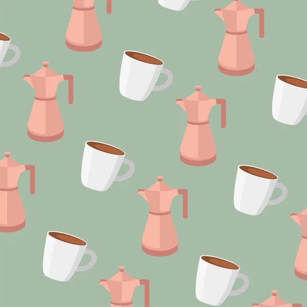 Cafetières et tasses design vecteur de fond — Image vectorielle