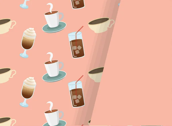 Metin vektör tasarımı için alanı olan buzlu kahve bardakları ve fincanları — Stok Vektör