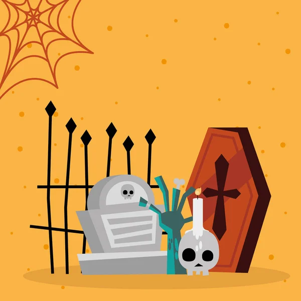 Halloween zombie ruka a hrob vektor design — Stockový vektor