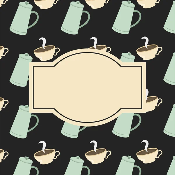 Cafetières et tasses fond avec espace pour la conception vectorielle de texte — Image vectorielle