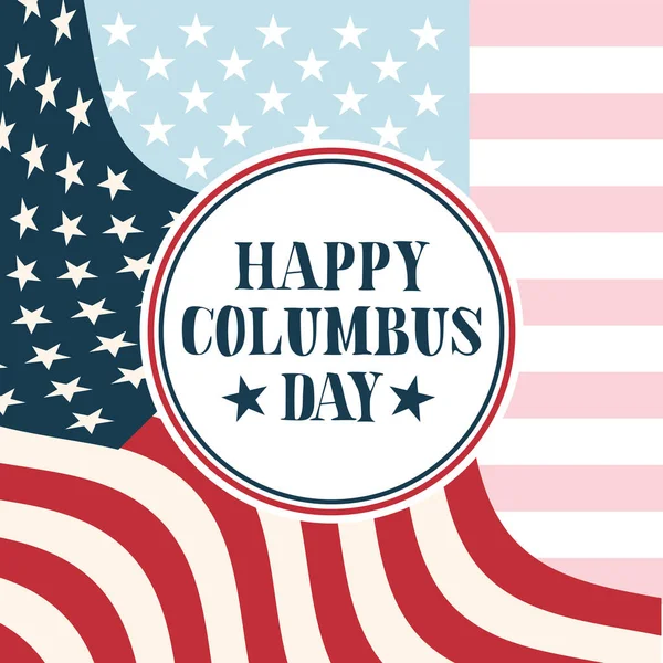 Печать штамп на фоне флага США счастливый дизайн вектора день Колумба — стоковый вектор