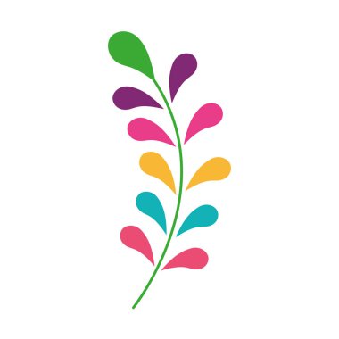 Beyaz arkaplanda yaprakları olan Meksika tarzı bir dal