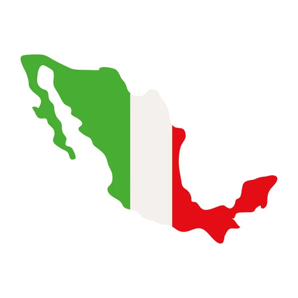 Mapa de mexico bandera sobre fondo blanco — Vector de stock