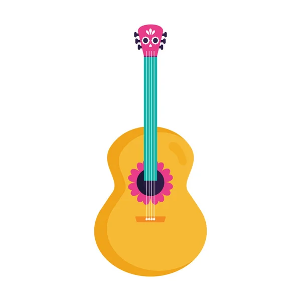 Chitarra classica in legno con ornamenti messicani — Vettoriale Stock