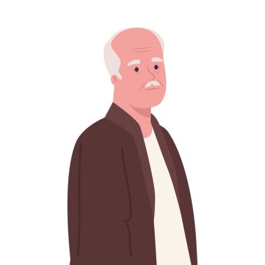 Beyaz arka plandaki yakışıklı yaşlı adam.