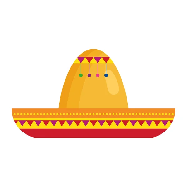 Мексиканський значок капелюха, на білому тлі — стоковий вектор