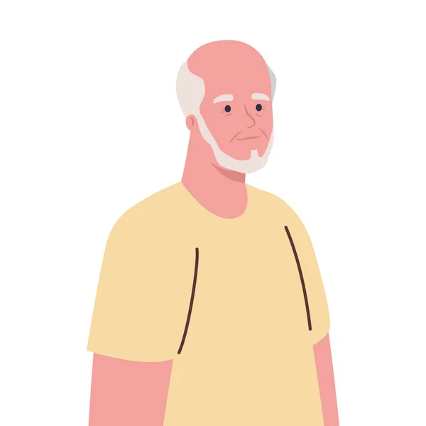 Hombre viejo con barba, sobre fondo blanco — Vector de stock