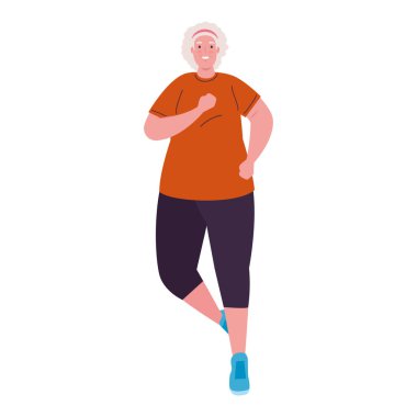 Koşan yaşlı kadın, spor eğlencesi konsepti