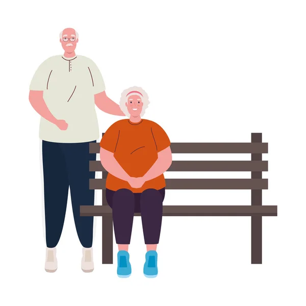 Słodkie stary para w krzesło park, na białym tle — Wektor stockowy