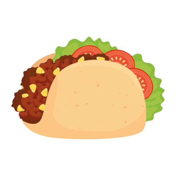 Taco mexicain nourriture en fond blanc — Image vectorielle