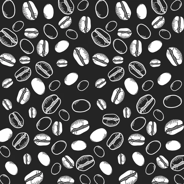 Coffee black and white beans background vector design — Stock Vector